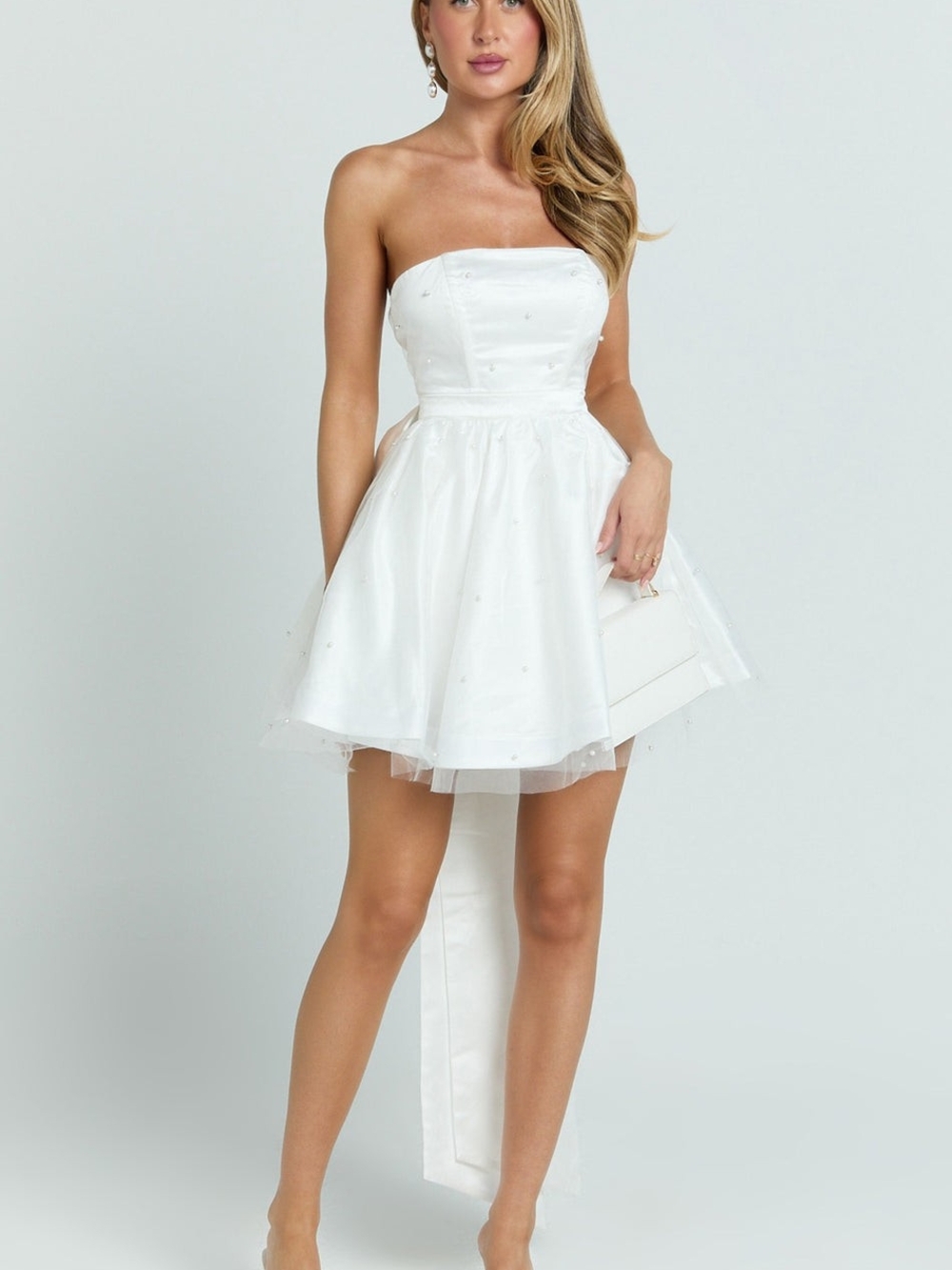 Showpo White Strapless Tulle Mini Dress